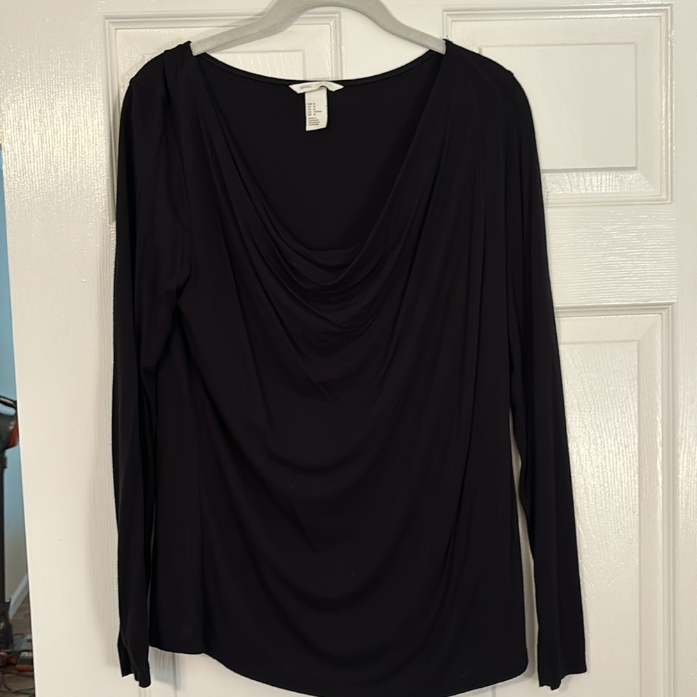 Long-Sleeve Black Scoop Neck